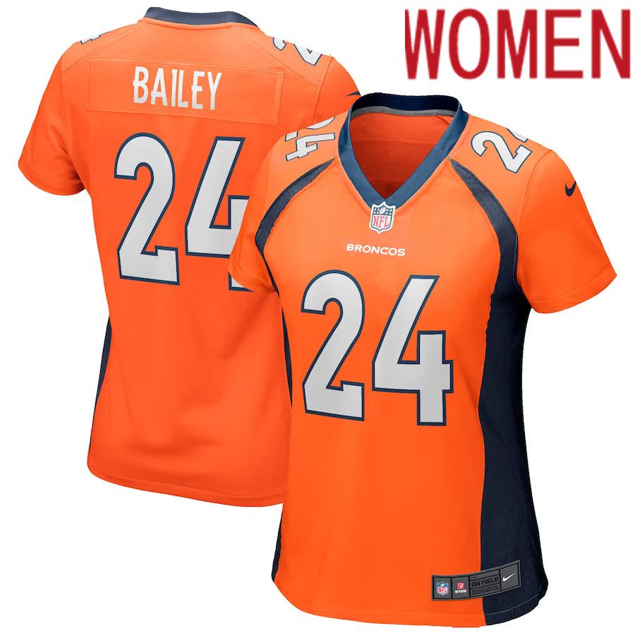 Women Denver Broncos 24 Champ Bailey Nike Orange Game Retired Player NFL Jersey